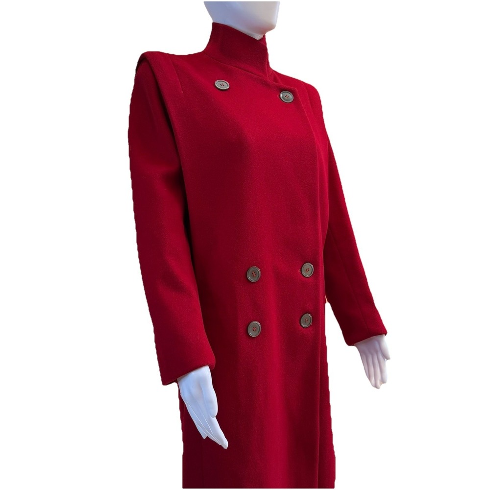 Searle Coat Women Full Length Stand‎ Collar Classic Heavy Overcoat SZ-6 Wool Red